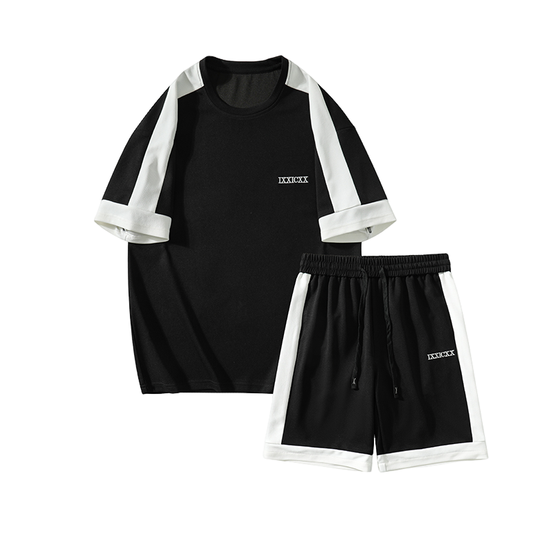 2024 Summer New men's Casual Fashion Set pantaloncini a maniche corte in tessuto traspirante Set di due pezzi Cool in seta di ghiaccio di alta qualità