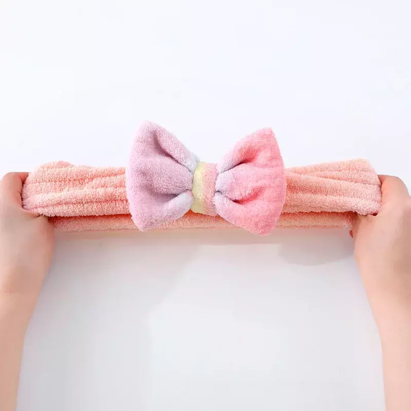 Rainbow Bow Quick Dry Hair Towel Shower Cap Head Wrap Cute Princess Cap Soft Dry Hair Cap