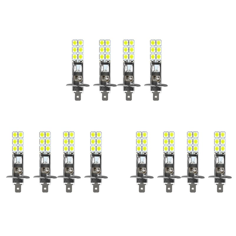 Kit de bombillas LED para faros delanteros, 12 piezas, H1, 6000K, Super blanco, 80W, Luz antiniebla de conducción