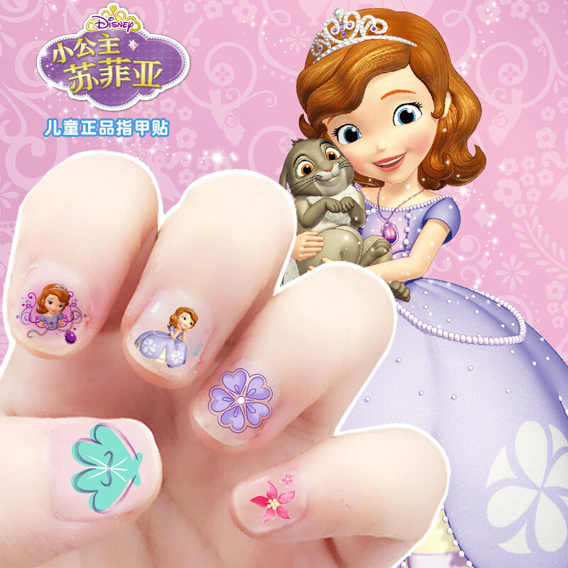 Bambini Frozen Elsa Anna trucco giocattolo Nail Sticker Disney biancaneve principessa Sofia Mickey Minnie Kids Sticker regalo per ragazze