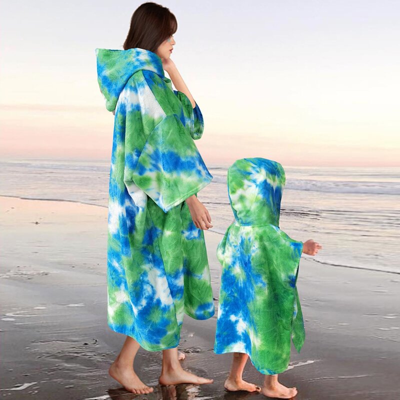 Poncho de Surf de secado rápido para mujer, toalla cambiada, capa de toalla de baño, capucha de microfibra, manta de playa para niños y adultos