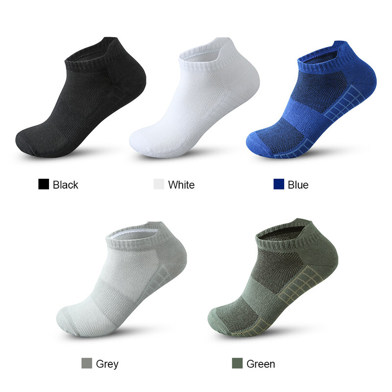 5 pairs High Quality Men Ankle Socks Breathable Cotton Sports Socks Mesh Casual Athletic Summer Thin Cut Short Sokken Size 38-45