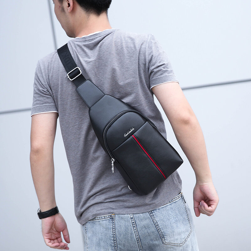 Luksusowy Design męska funkcjonalna torba na klatkę piersiowa moda na co dzień męska torba Crossbody wysokiej jakości PU skórzana torba na ramię nastolatka