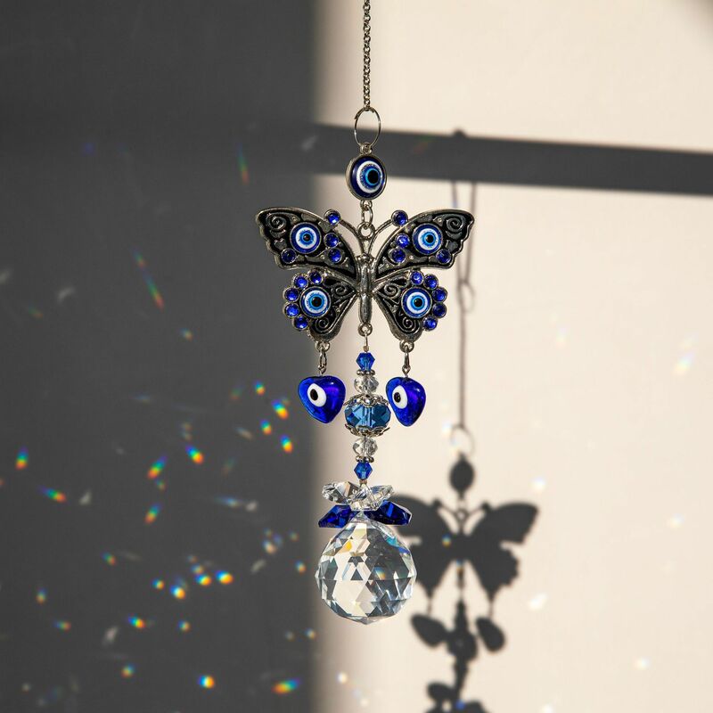 2pcs Hanging demon's eye crystal Prism Suncatcher Rainbow Maker AB Prism Hanging Crystals for Window Garden Home Christmas Decor