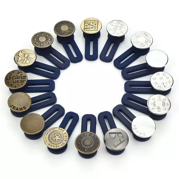 Botones de costura de 5 piezas, botón de cintura retráctil ajustable, expansor de cintura de pantalones con hebillas extendidas de Metal