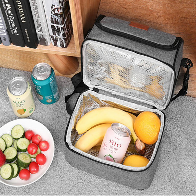 Fiambrera enfriadora de doble cubierta multifunción, bolsa de almuerzo portátil de tela Oxford con aislamiento para alimentos, bolsas de Picnic de viaje para el trabajo