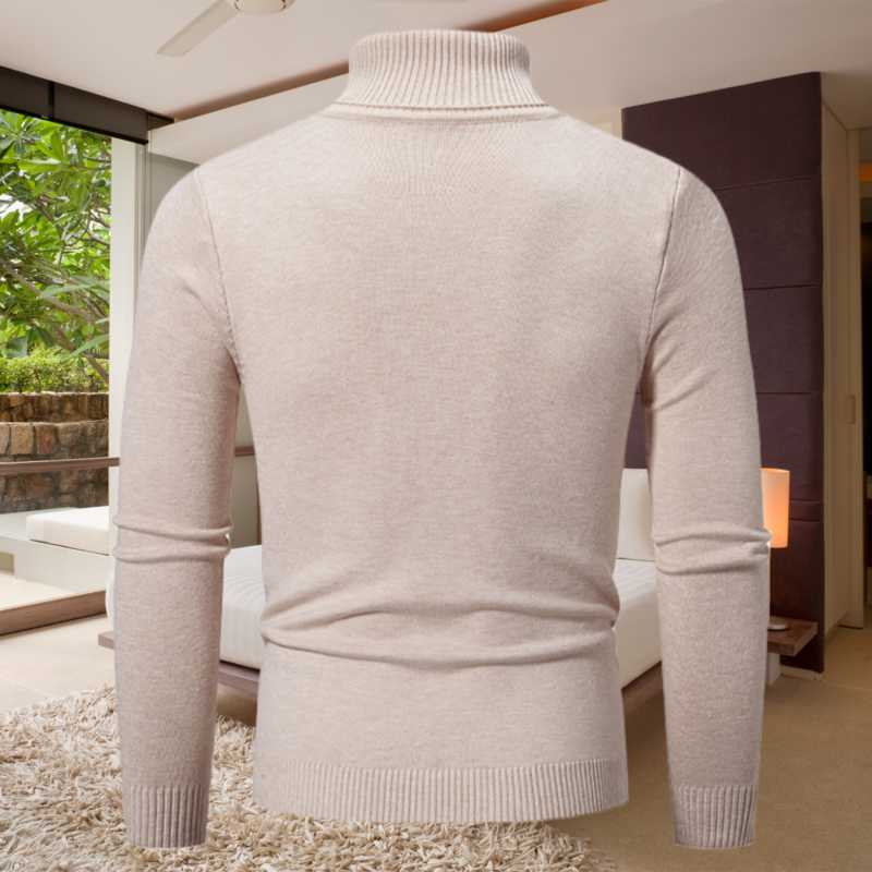 Suéter de cuello alto para hombre, Jersey de punto de manga larga informal, ajuste Delgado, color sólido, 14 colores, Otoño e Invierno