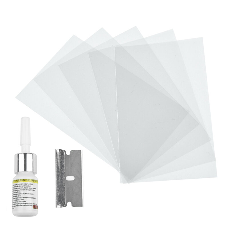 Pegamento de resina para parabrisas de coche, Kit de herramientas de reparación de vidrio transparente de alta resistencia, 3ml, 5 piezas