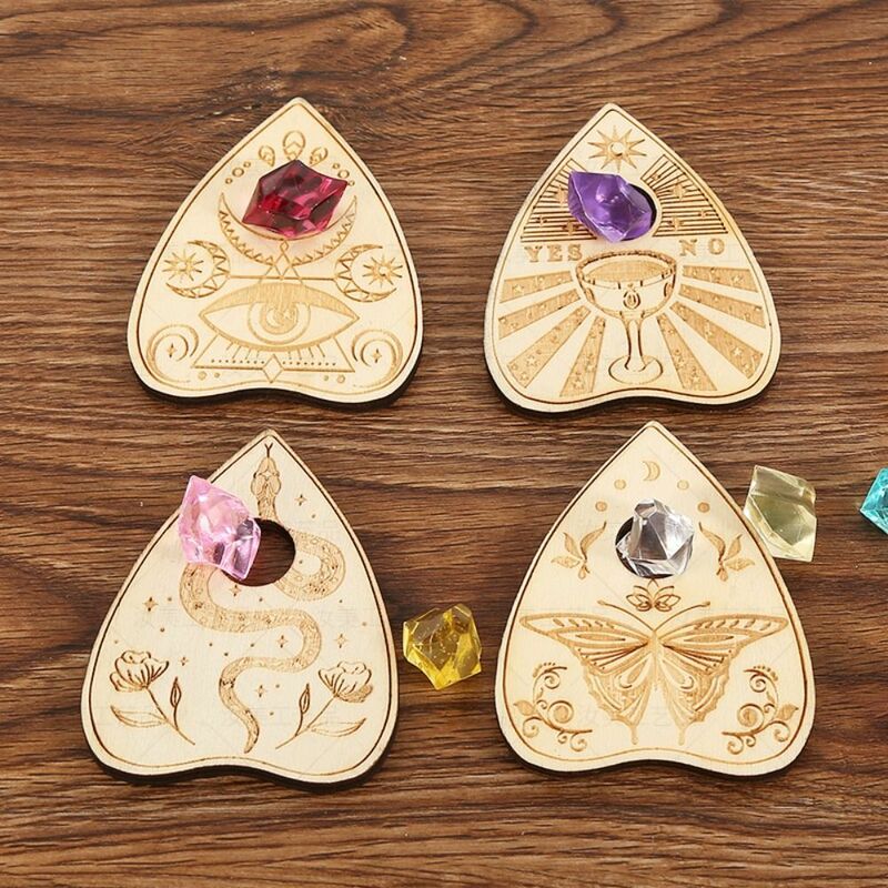 Planche porte-boule de cristal en forme d'anni, motif animal, présentoir à bijoux en bois sculpté, étagère en bois en forme de cœur, 4 pièces/ensemble