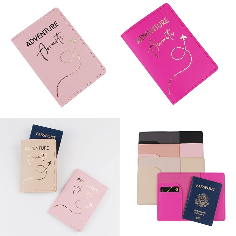 Hot Stamping Simple Plane Passport Cover voor bruiloften Travel Card Holder Gift