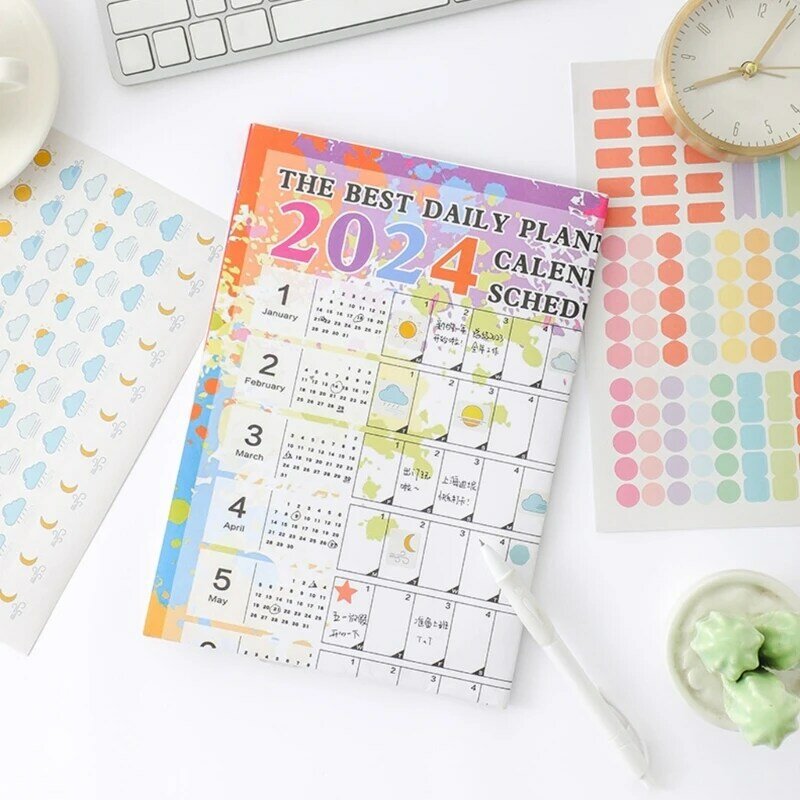 Arkusz planowania kalendarza 2024 wiszący kalendarz ścienny na biurko roczny harmonogram dzienny