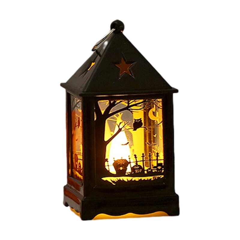 Linterna decorativa Halloween, luces LED con forma vela, linterna espeluznante suministros para fiestas para y