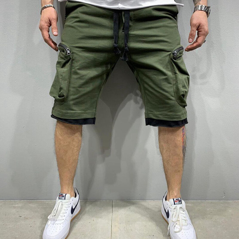 Pantalones cortos deportivos de algodón para hombre, Shorts transpirables de entrenamiento, gimnasio, culturismo, con múltiples bolsillos, estilo militar