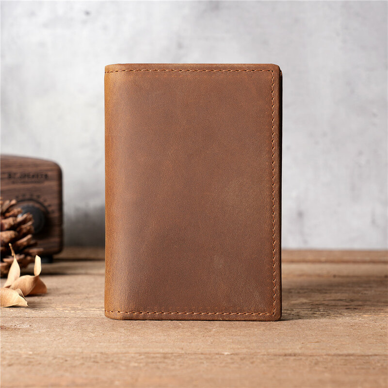 Porte-cartes portefeuille pour hommes en cuir véritable Vintage petit sac à main mince carte de crédit banque ID porte-carte mâle mince portefeuille