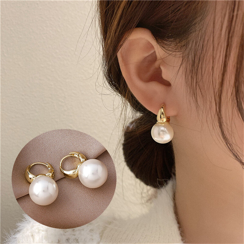 Boucles d'oreilles créoles en perles pour femmes, couleur or, goutte d'oreille minimaliste, petits Huggies, bijoux de mode de mariage, nouvelle collection 2022