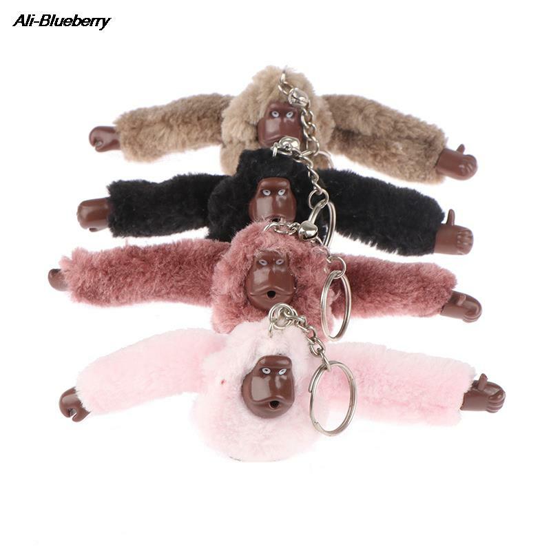 1pc Cute Girl Plush Fur Monkey Toy Key Chain Orangutan Keychain on Pant Women Bag Car Trinket Female Toy 16*5cm