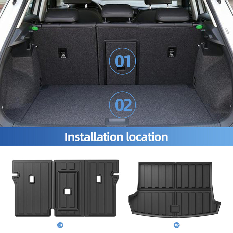 Alfombrillas de suelo para coche, revestimiento de carga, almohadilla de respaldo para maletero, conducción a la izquierda, compatible con VW T--ROC 2018-2023 2024 TPE 3D