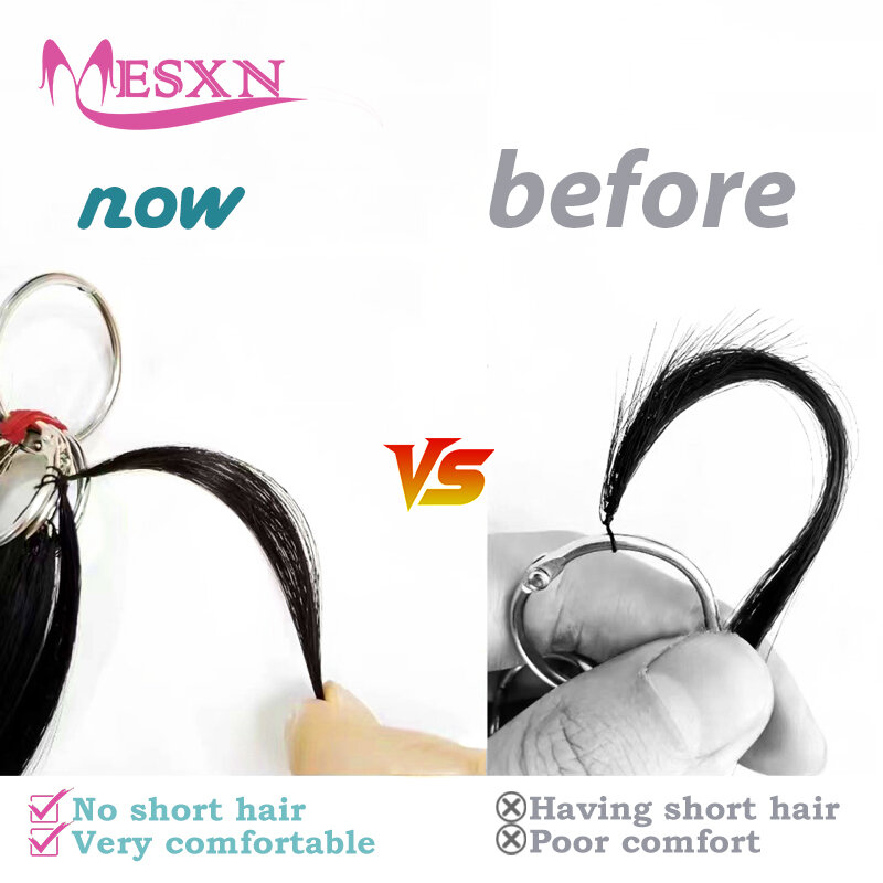 MESXN Feather New hair extensions Straight Natural Real Human Hair Microring Hair Extensions  Brown Blonde  16-24inch for salon