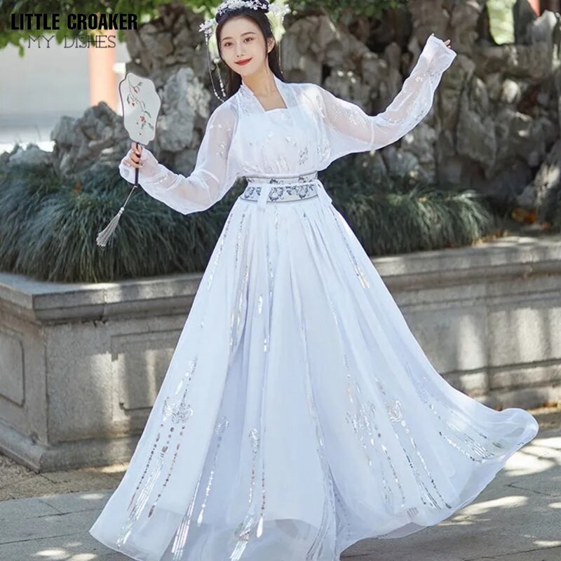Gaun Han Ukuran Plus Pakaian Tang Dewasa Panggung Dansa Pakaian Festival Dinasti Ming Wanita Kostum Hanfu Kuno Peri Pesta