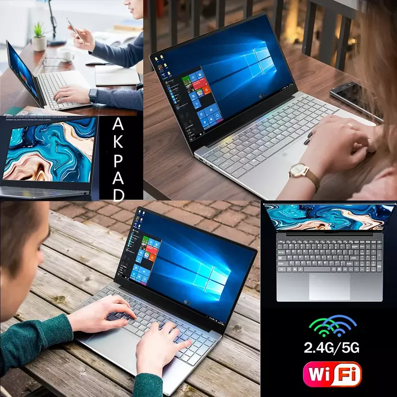 Дешевый ноутбук Intel AKPAD, 15,6-дюймовый ноутбук Windows 11 10 Pro 15,6*1920, ноутбук 12 Гб ОЗУ 1080 ГБ/128 ГБ/256 ГБ/1 ТБ/телефон, SSD, HDMI порт