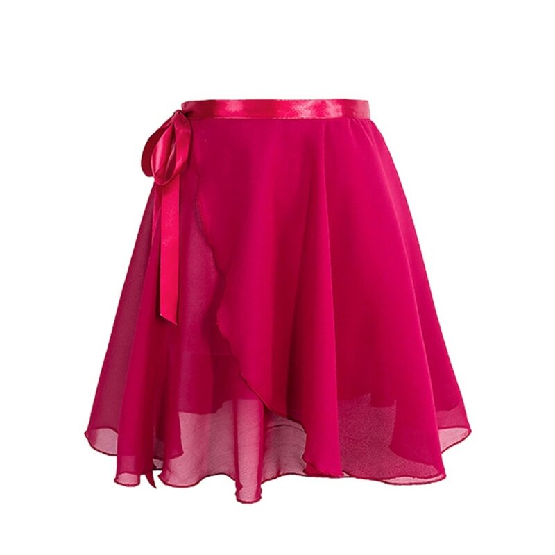 Womens Ballet Skirt Dance Wrap Skirt with Adjustable Waist Ties Solid Color Gymnastics Leotard Mini Skirts Tutus N7YD
