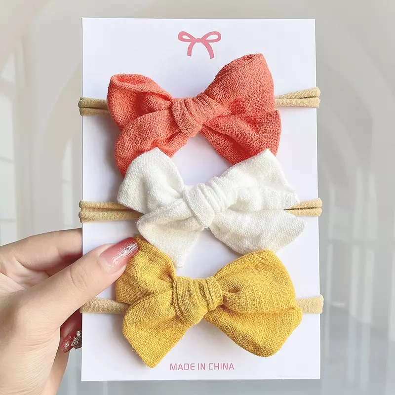 Bandeau turban en coton et nylon pour bébé fille, accessoire de cheveux pour nouveau-né, avec nœud, pour sauna, 3 pièces/ensemble