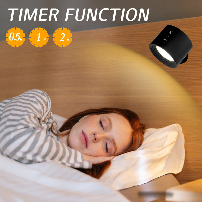 Carregamento magnético Quarto Bedside Reading Light, LED Touch, controle remoto, 360 graus de rotação, lâmpada de parede decorativa