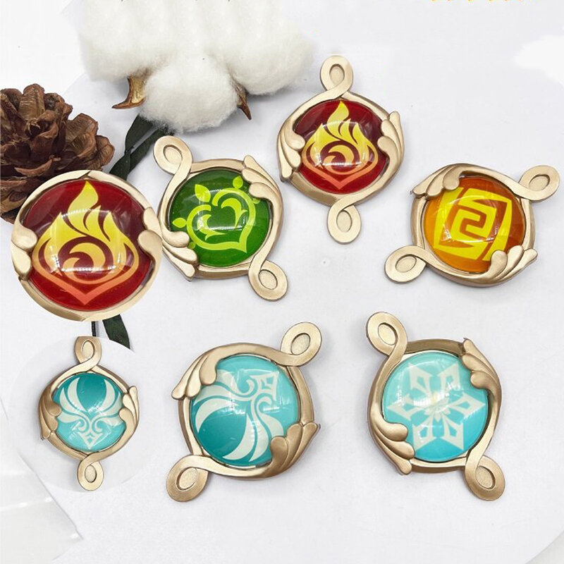 Game Genshin Impact Badge Fontaine Vision Of God Cosplay Luminous Brooches Jewelry Lapel Pin Props Brooch Accessories