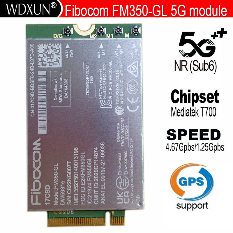 Fibocom FM350-GL Dw5931e DW5931e-eSIM 5G M.2 Module Voor Dell Latitude 5531 9330 3571 Laptop 4X4 Mimo Gnss Modem
