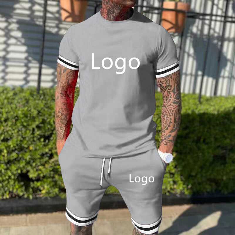 Benutzer definierte Logo Herren Set Sommer Team Kleidung Mode lässig Baumwolle Herren T-Shirt Set benutzer definierte Logo Kurzarm Set