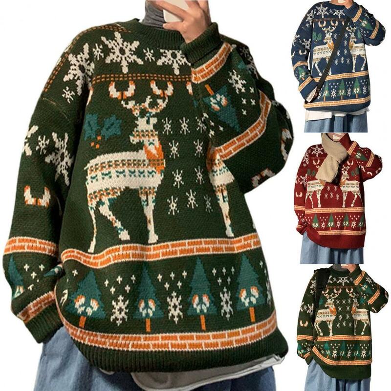 Christmas Sweater Trendy Skin-friendly New Year Sweater Holiday Sweater  Soft Christmas Sweater for Daily Wear