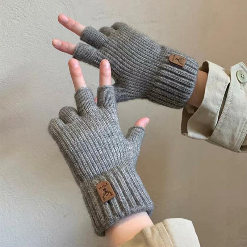 Guantes de medio dedo cómodos y elegantes, guantes de punto de medio dedo para escritura de invierno, suaves y cálidos, antideslizantes, accesorios Unisex