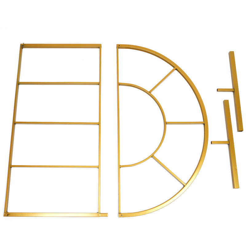 Arco de boda al aire libre, soporte de círculo dorado, telón de fondo de hierro, accesorios de fiesta de cumpleaños, decoración de bricolaje, jardín, césped, globos redondos, estante, 2 × 1m