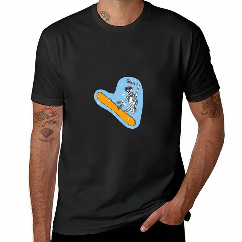 Szkielet Snowboarding T-shirt grafika szybkoschnąca urocze ubrania słodkie topy męskie śmieszne koszulki