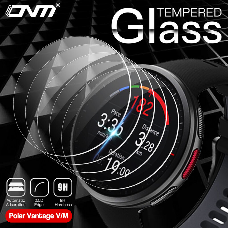 5 pces 9h premium vidro temperado para polar vantage v relógio inteligente protetor de tela filme acessórios para polar vantage m