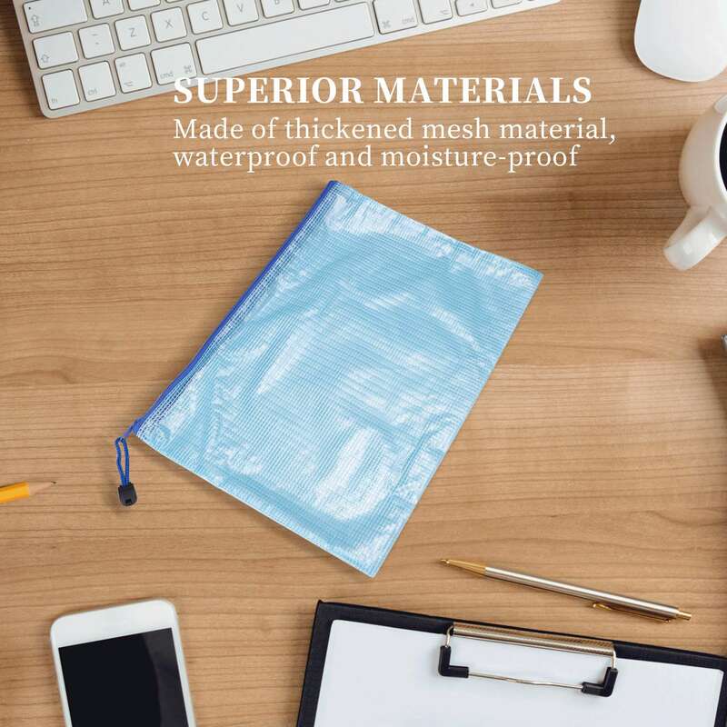 16Pcs Mesh Zipper Pouch Document Bag,Waterproof Zip File Folders,A4 Size, for School Office Supplies,Travel Storage Bags