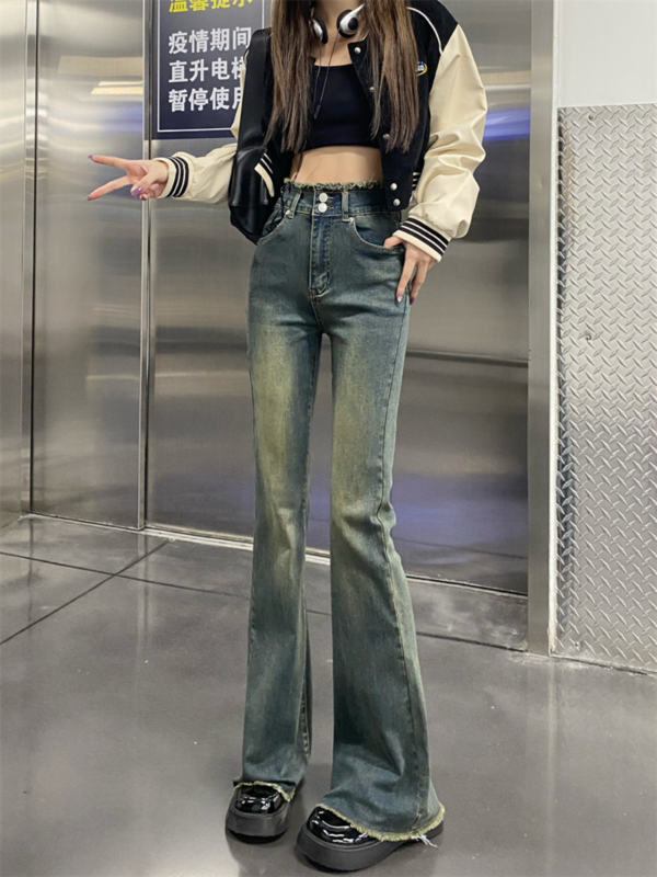 Calça jeans skinny de cintura alta, lavada, retrô, coreana, estética, roupa Y2K, vintage, moda, de rua, novo