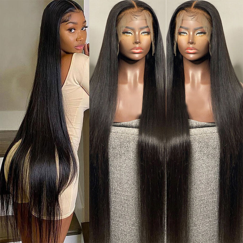 باروكة أمامية بدانتيل عالي الدقة مستقيمة للنساء ، شعر بشري برازيلي ، باروكة بوب قصيرة ، باروكات بدون لاصق ، 13 × 6 ، 13 × 4