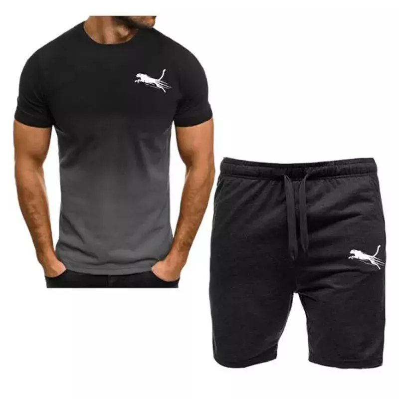 Ropa deportiva de moda para hombre, camisetas de manga corta y pantalones cortos, secado rápido, 2 piezas, novedad de verano 2024