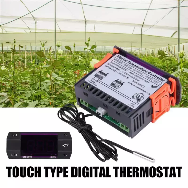 Touch Digital Temperature Controller With Sensor Black Electronic Thermostat For Incubator Heating Cooling 30A