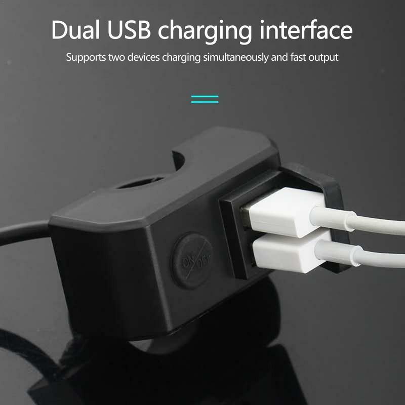 Impermeável Dual Port USB Motorcycle Charger, carregamento rápido, adaptador de desconexão rápida, DC10-24V, 3A, apto para telefone, tablet, GPS