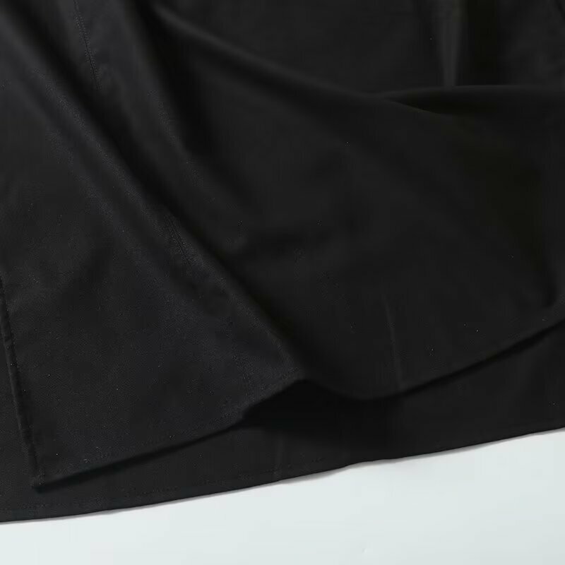 Maxdutti Nordic Minimalist Black Cotton Linen High Waisted Skirt Women Fashion Ladies Casual Commuter Split Midi Skirt