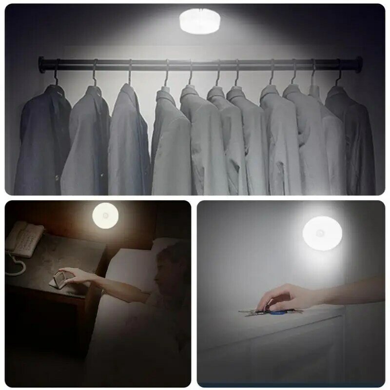 Lampu malam LED Sensor gerak, lampu induksi badan lemari kabinet tangga dipasang di dinding kamar tidur isi ulang USB