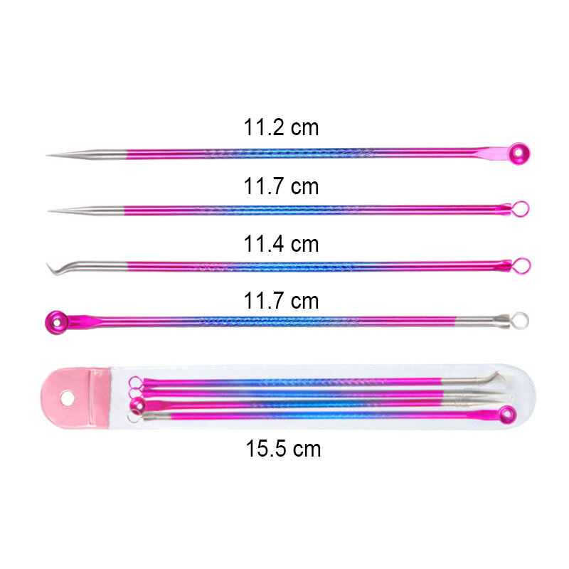4Pcs/Set Acne Comedon Pimple Blackhead Remover Face Pore Cleaner Stainless Steel Needles Espinillas Puntos Negros Removedor Tool