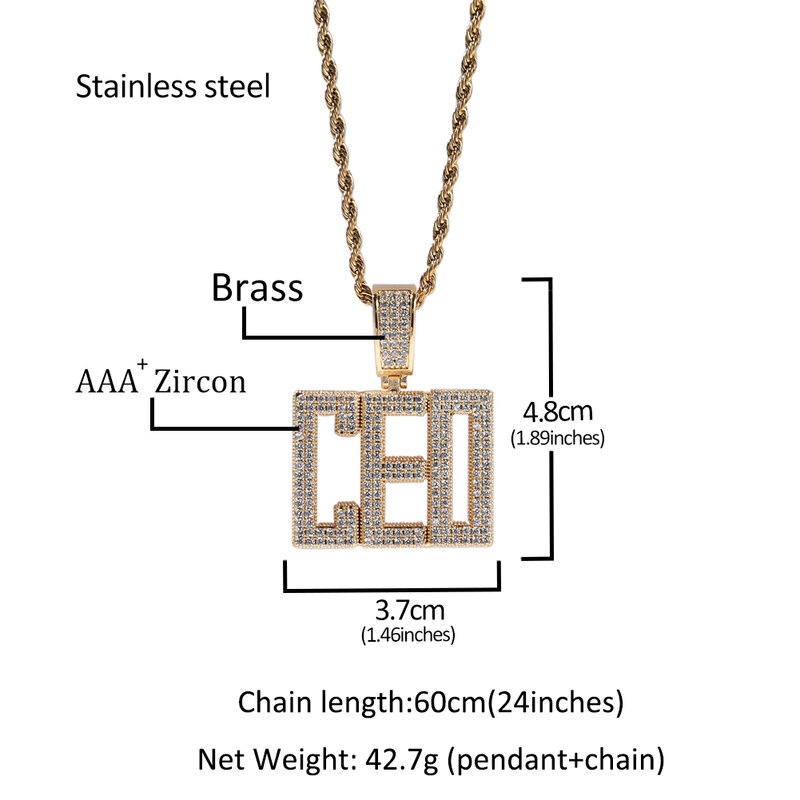 Ожерелье Uwin с фианитами, кулон с надписью инициала, теннисная цепь, украшение в стиле хип-хоп