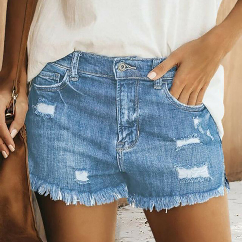 Women's Shorts Jeans Summer Fashion High Waisted Slim Denim Shorts Streetwear Vintage Washed Casual Denim Shorts With Pockets