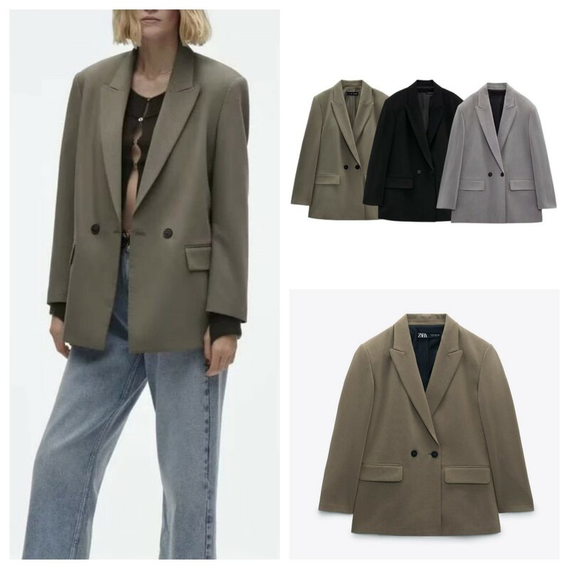 PB&ZASpring/Summer 2023 New Commuting Loose Leisure Fashion Suit Lapel Loose Double Breasted Blazer