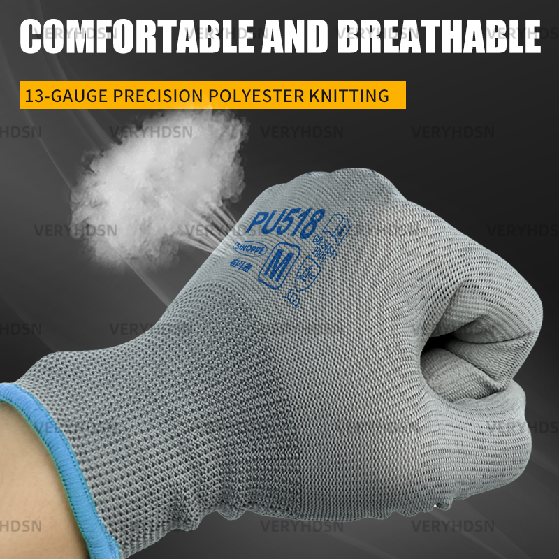 Ультратонкие рабочие перчатки, высокопроизводительные трикотажные манжеты для запястья, прочные нескользящие перчатки с захватом для сенсорного экрана, прочные и дышащие, для мужчин и женщин, 3 пары