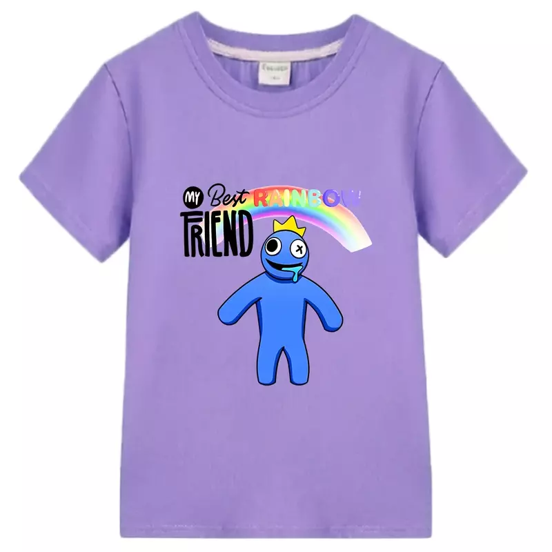 Rainbow Friends Children T-shirt 100% Cotton High Quality Summer Tee-shirt Short Sleeve Funny Cartoon Print Tshirt Boys/girls