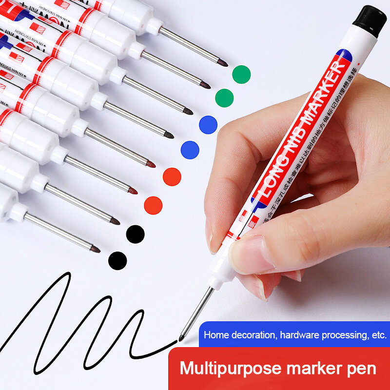 ยาว20มม.หัวปากกาห้องน้ำไม้ตกแต่งอเนกประสงค์กันน้ำลึก Marker ปากกาสีแดง/สีดำ/หมึกสีฟ้า